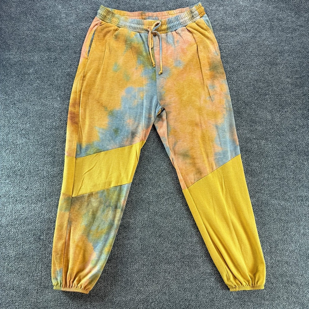 West Coast Tie Dye Joggers Colorblock Sweatpants Medium Boho Artsy Activewear